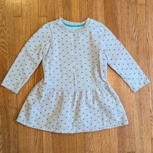 Mini Boden Heather Gray Dress with Pink Polka Dots
